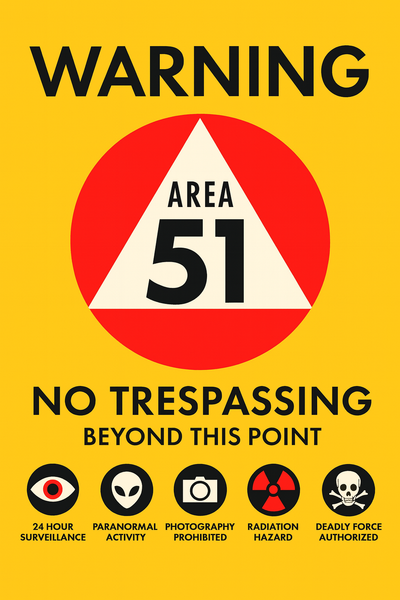 Area 51 Warning Sign – Coroplast, Aluminum & Vinyl Options (Home Editions) Niagara Stands Out