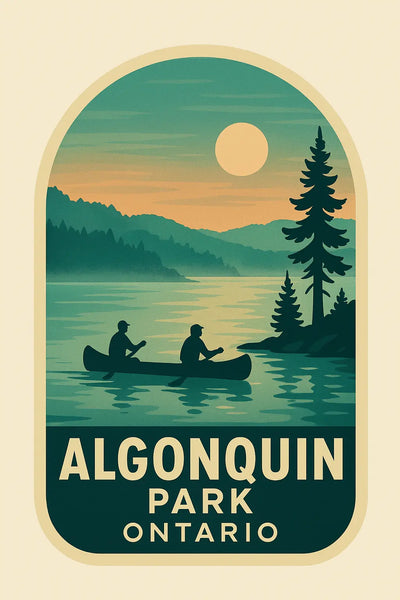 Algonquin canoe sticker 3×3 in Die-Cut