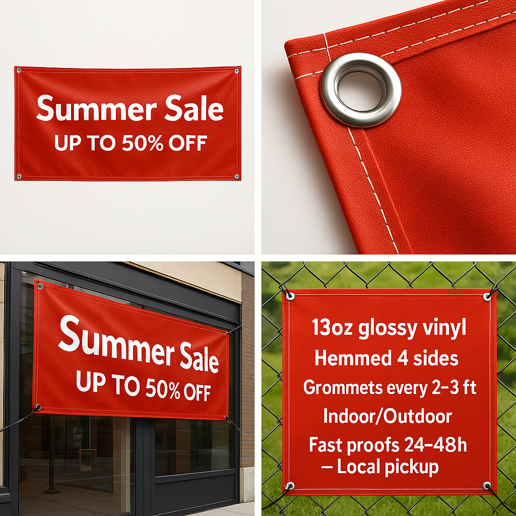 13oz glossy vinyl banner for summer sale - windproof outdoor advertising - 8400 daily impressions