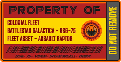 Colonial Fleet Property Tag – Sci‑Fi Starship Vinyl Decal (Battlestar‑style) Niagara Stands Out