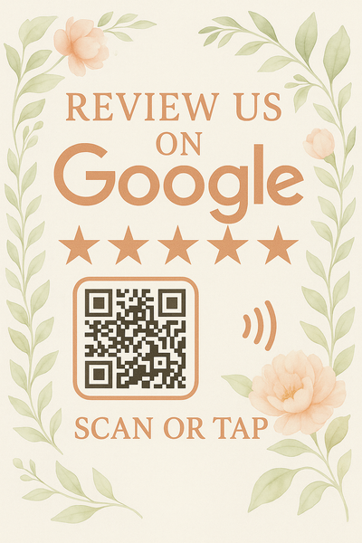 Google Review NFC Decal for Flower Shops - Botanical Review Invitation Sign