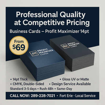 Business Cards — Profit Maximizer 14pt Niagara Stands Out