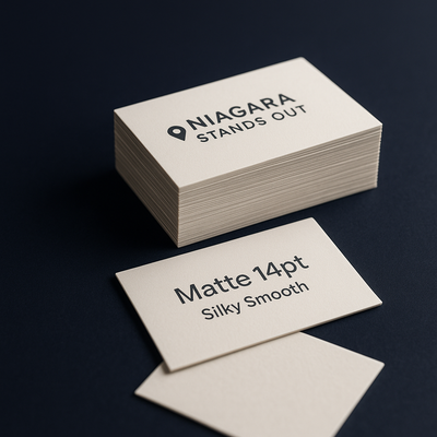 Matte 14pt Business Cards (Silky Finish) | Niagara Falls Same Day Niagara Stands Out