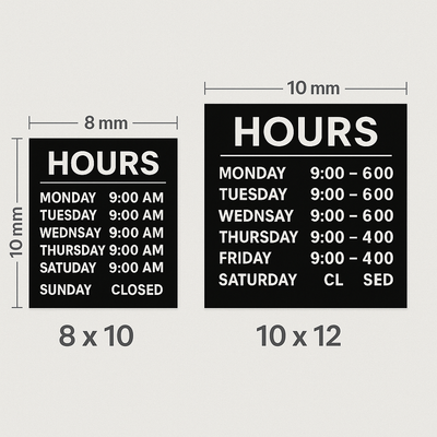 Door Upgrade Kit — Hours + Push/Pull Decals (Outside-Mount) Niagara Stands Out