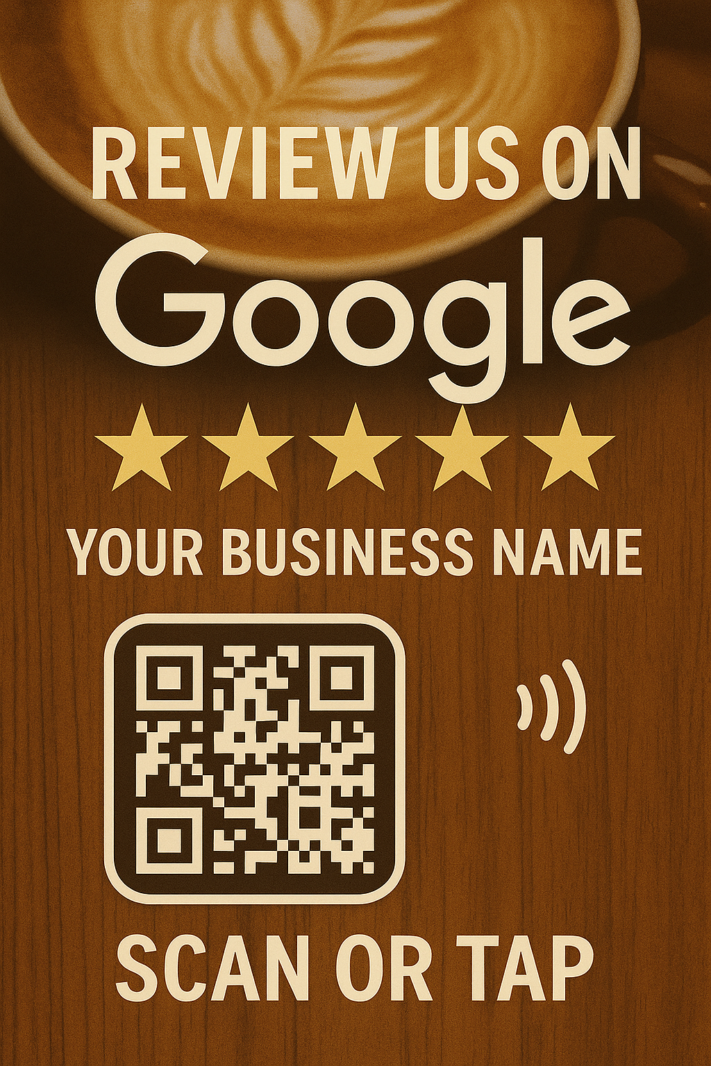 Google Review NFC Decal for Coffee Shops - Coffee-Shop-NFC-Review