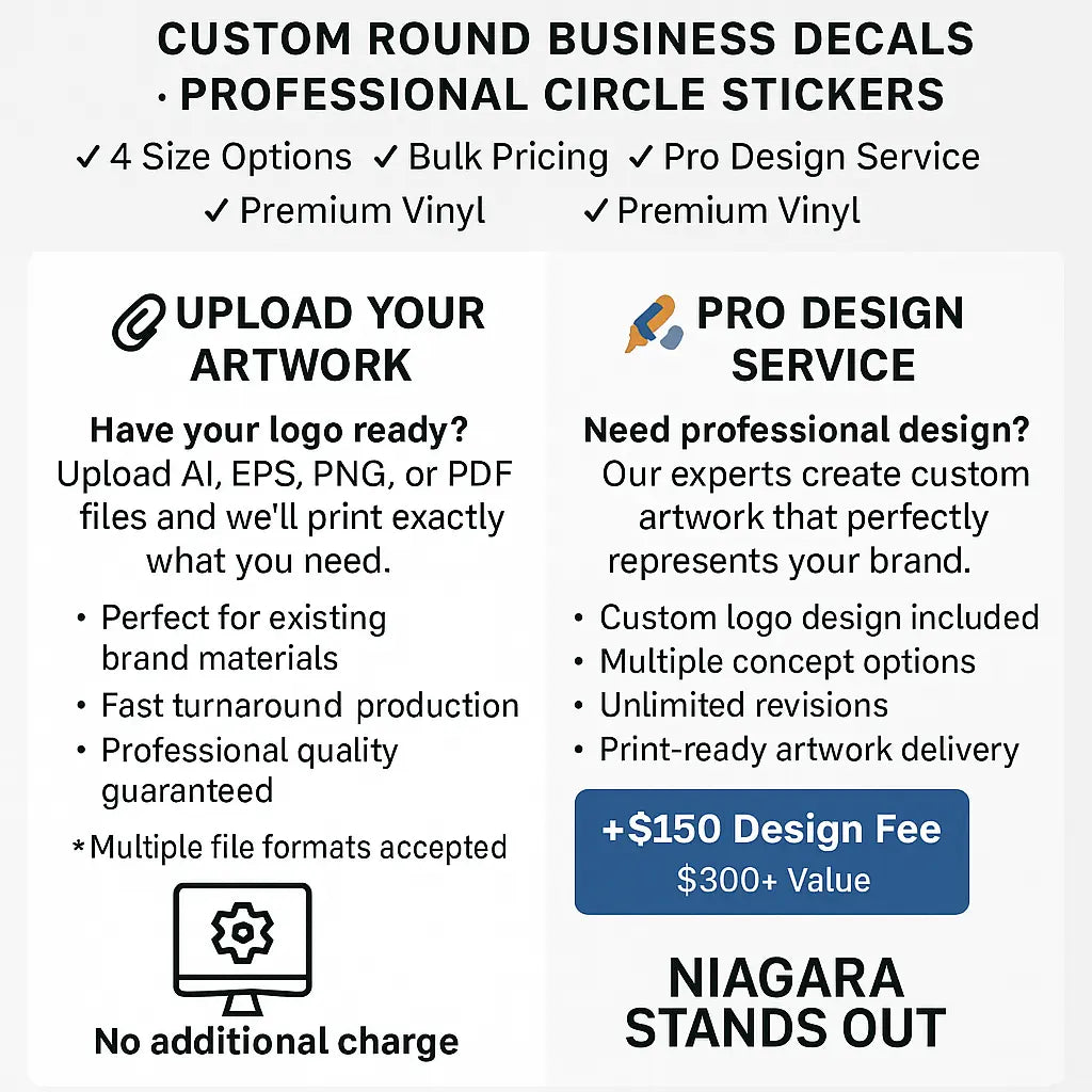 Custom Round Business Decals - Professional Vinyl Stickers Niagara Stands Out