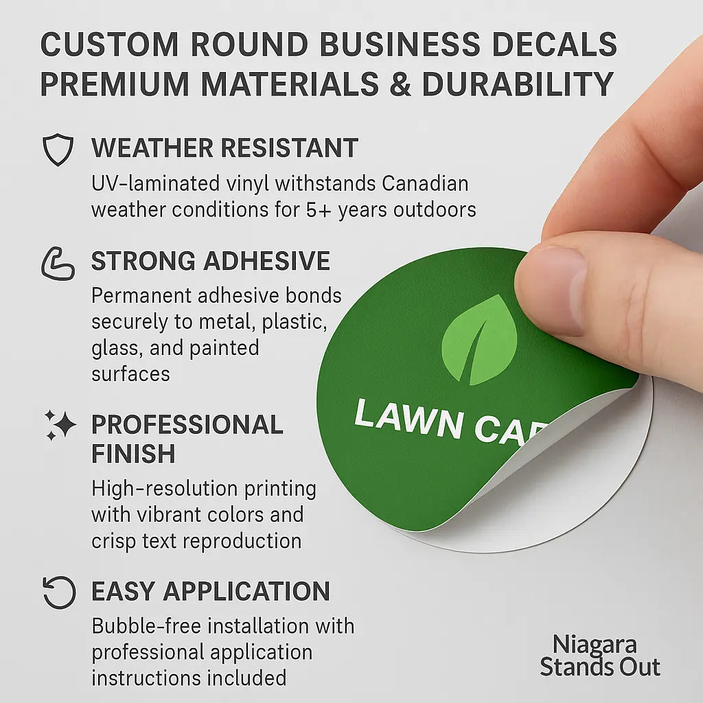 Custom Round Business Decals - Professional Vinyl Stickers Niagara Stands Out
