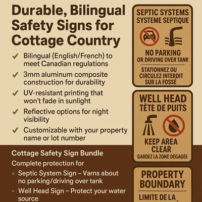 Cottage Septic & Well Safety Signs | Bilingual & Weatherproof | Made in Canada Niagara Stands Out