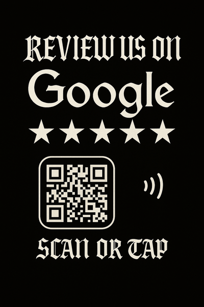 Google Review NFC Decal — Tap or Scan (Tattoo Shop Edition, Canada)
