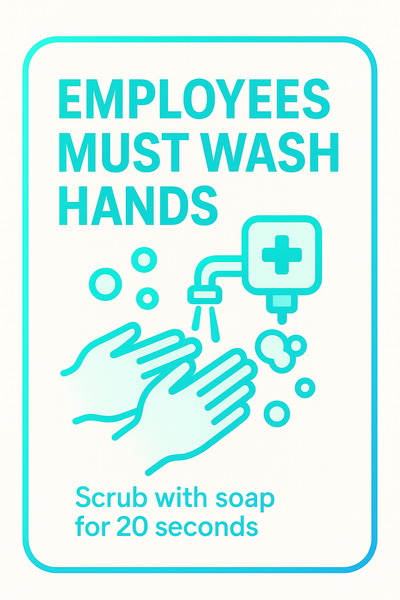 Employees Must Wash Hands Sign - Health Inspector Approved | Kitc...