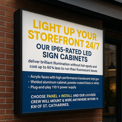 LED Backlit Sign Cabinets – Fabricated & Installed in Niagara Niagara Stands Out