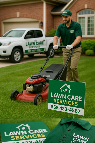 Lawn Care Startup Kit - T-Shirt Uniforms & Yard Signs | Complete Branding Package Niagara Stands Out