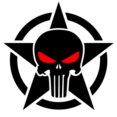 Overlander Skull Emblem Decal Kit — Pair (Gloss Black + Red Eyes) Niagara Stands Out