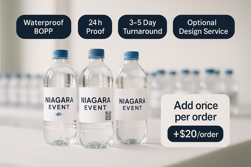 Waterproof Water Bottle Labels (Wraps) - Small Business Bundles Niagara Stands Out