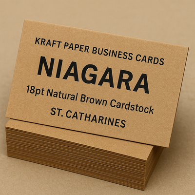 Kraft Paper Business Cards Niagara | 18pt Natural Brown Cardstock | Eco-Luxury Organic Business Cards St Catharines Niagara Stands Out