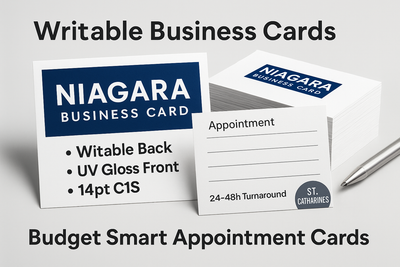 14pt C1S UV Writable Business Cards Niagara | Budget Smart Appointment Cards | High-Volume Professional Cards St Catharines Niagara Stands Out