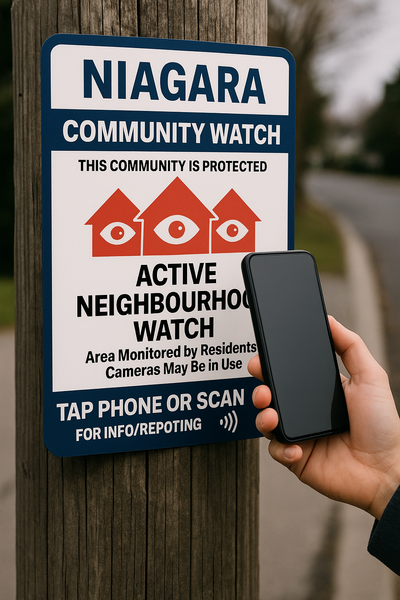 Niagara Community Watch Signs + NFC Reporting Decal