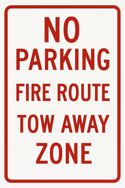 Fire Route Sign - Municipal By-Law Compliant Tow-Away Zone Niagara Stands Out