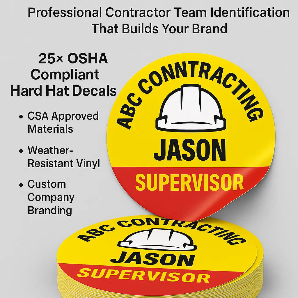 Hard Hat Decals Canada - OSHA Compliant Safety Helmet Stickers - Contractor Team ID Niagara Stands Out
