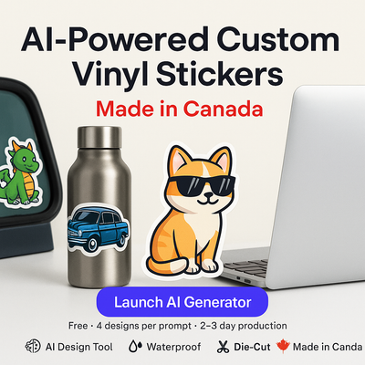 AI Custom Vinyl Stickers Canada | Ships Today ON | from $69