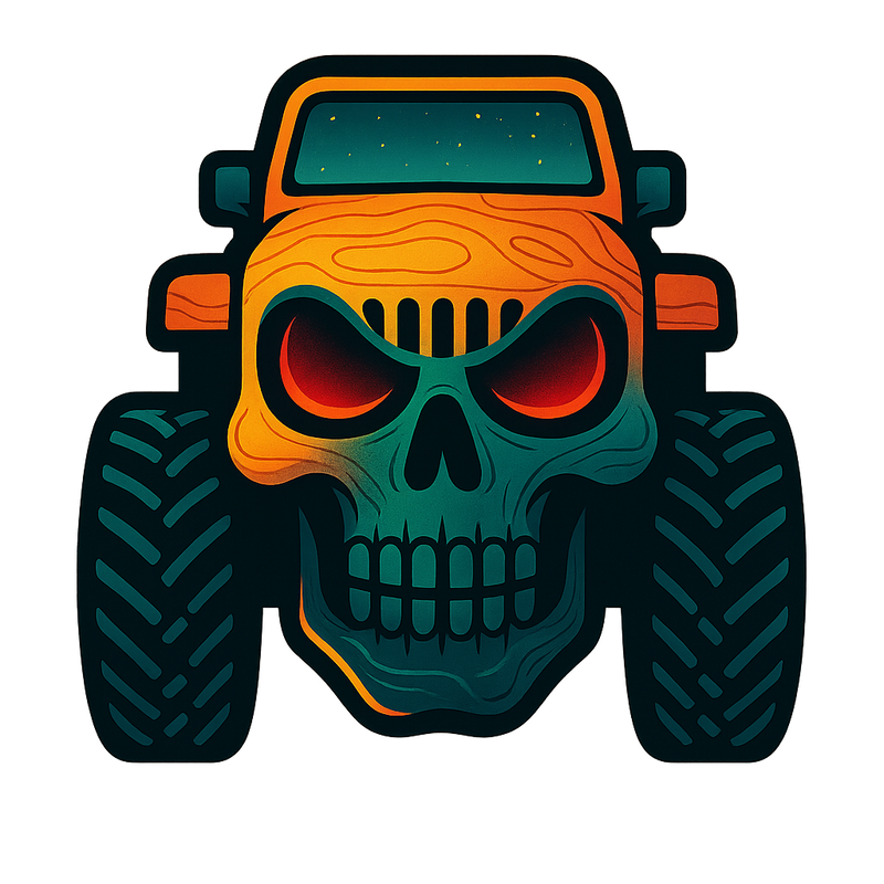 Skull Jeep Hybrid — Small Vinyl Decal (Singles + Bundles) Niagara Stands Out