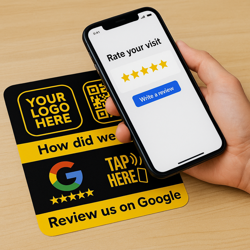 Square NFC Review Decal 8×8″ | Tap to Review for Google | Ships from Ontario