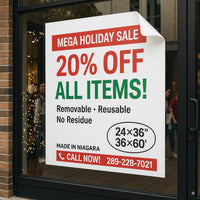 Window Clings — White | Removable Promotional Power Fort Erie Niagara Stands Out