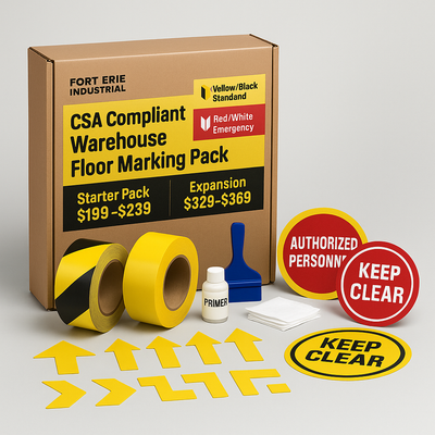 Warehouse Floor Safety & Aisle Marking Pack | CSA Compliant | Industrial Floor Tape Canada Niagara Stands Out