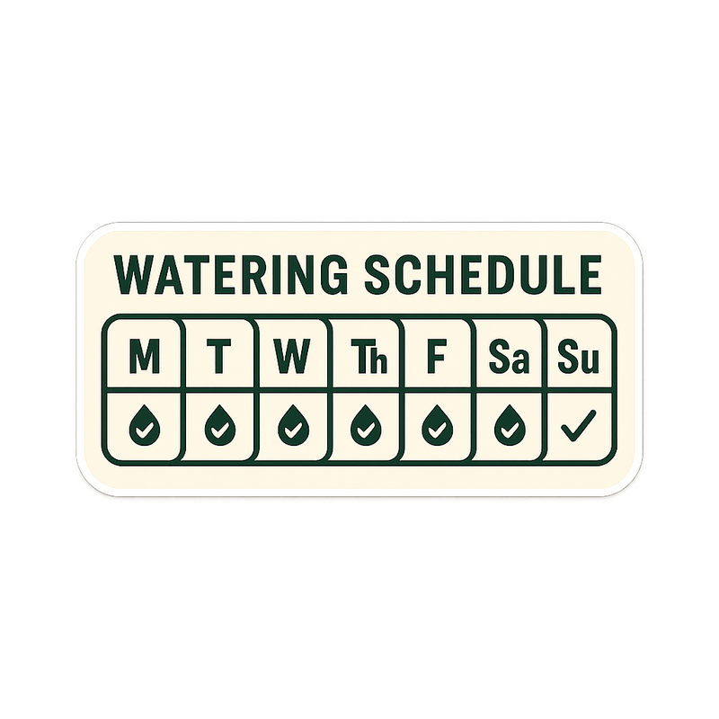 Same-Day Watering Schedule Sticker Design Sticker in Niagara Watering Schedule Sticker Design