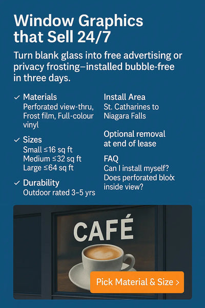 Window Graphics – Frosted / Perforated / Vinyl Niagara Stands Out