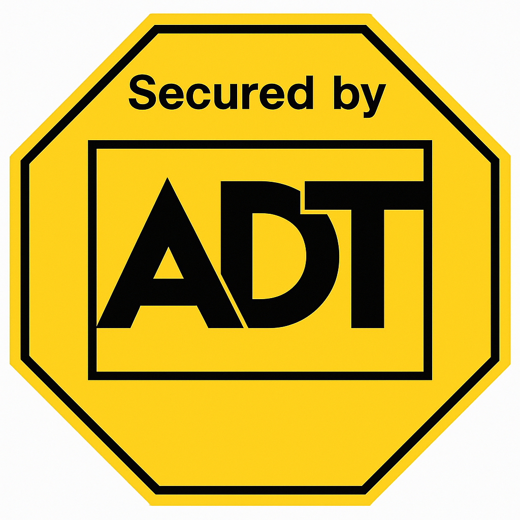 Yellow ADT-Style Security Decal Professional Alarm System Sticker Home Business Security Warning Niagara Stands Out