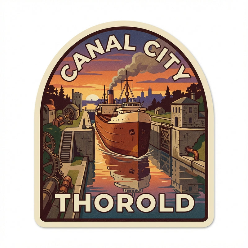 Thorold Canal City Lock 7 Vintage Sticker - Industrial Heritage