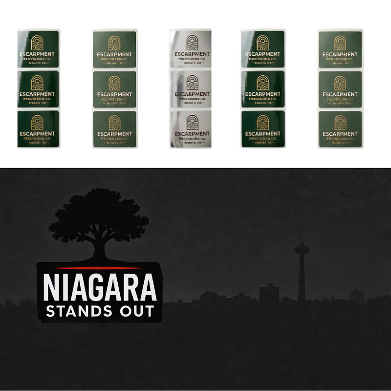 A close-up view of custom roll labels showcasing white gloss and matte BOPP materials, featuring vibrant colors and clear text, designed for high-end retail packaging, highlighting the industrial-grade quality and permanent acrylic adhesive suitable for v