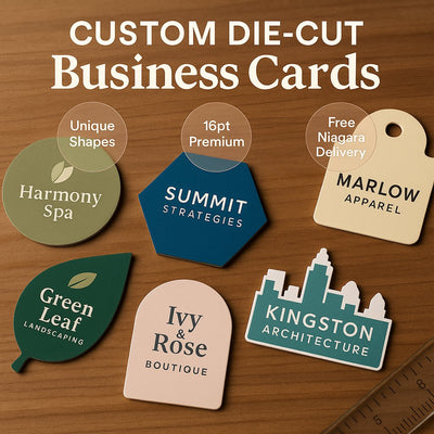 Custom Die-Cut Business Cards — unique shape for brand recall Niagara Stands Out