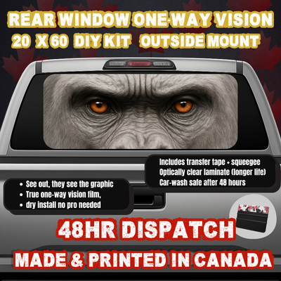 Gorilla — Ember Brown Eyes Strip Rear Window Decal (20×60 OWV, Outside Mount)