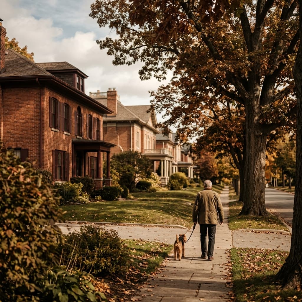 Upscale Niagara estates at golden hour — the neighbourhood your campaign will own.