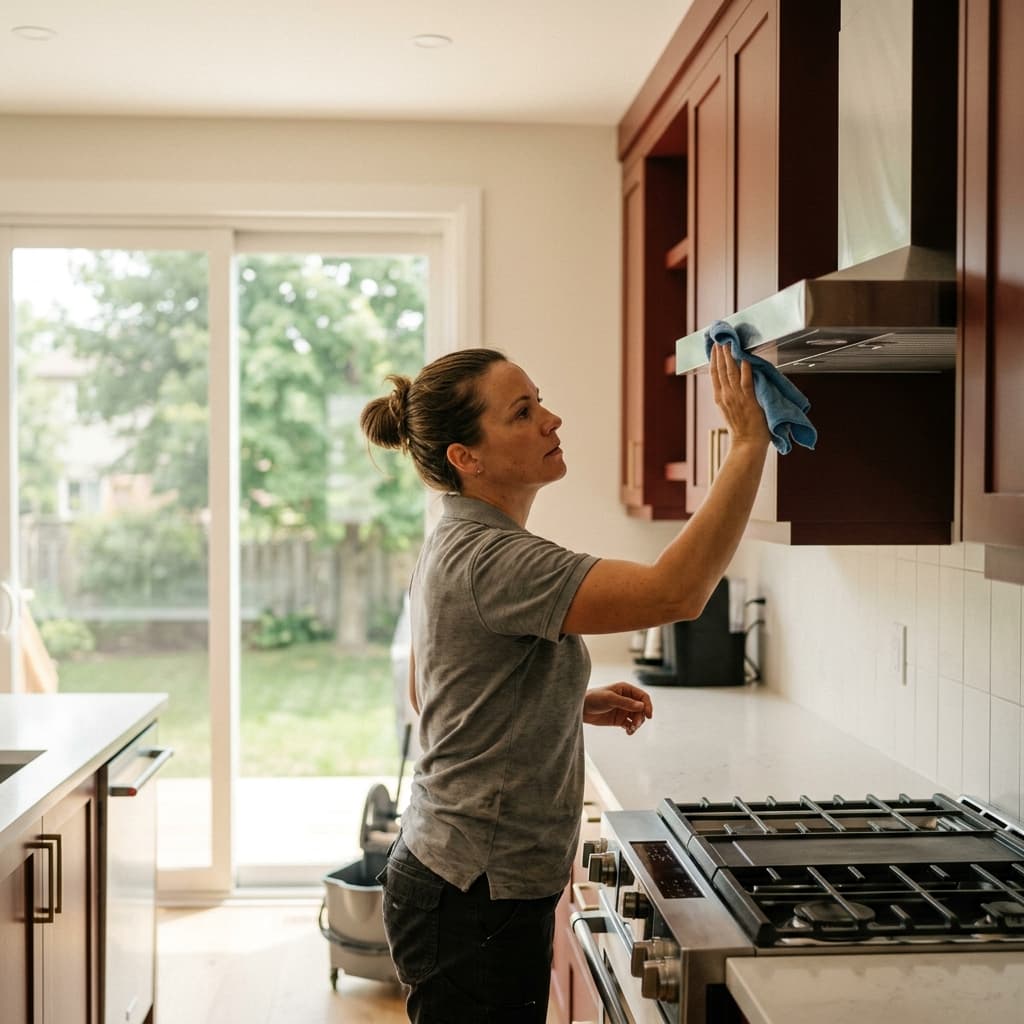 Cleaning professional in Thorold, Ontario — editorial portrait.