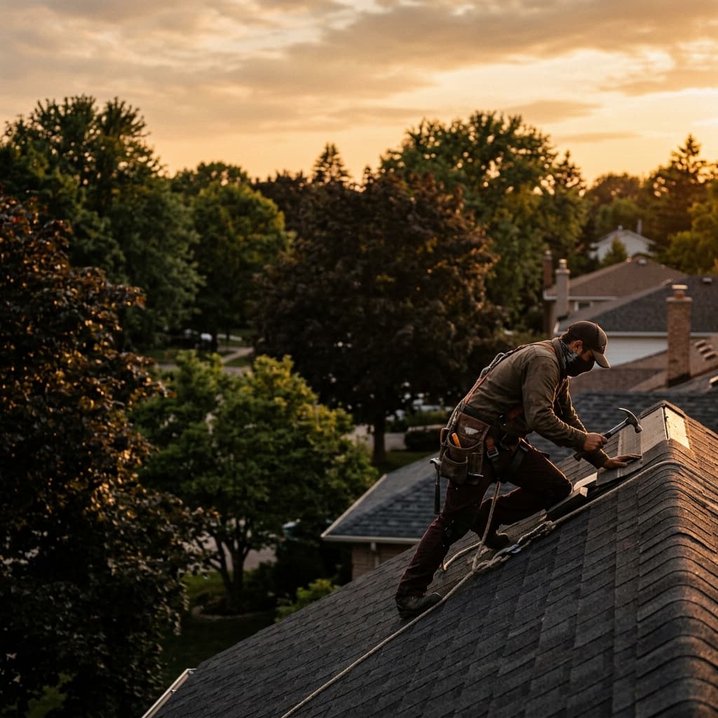 Roofing professional in Guelph, Ontario — editorial portrait.