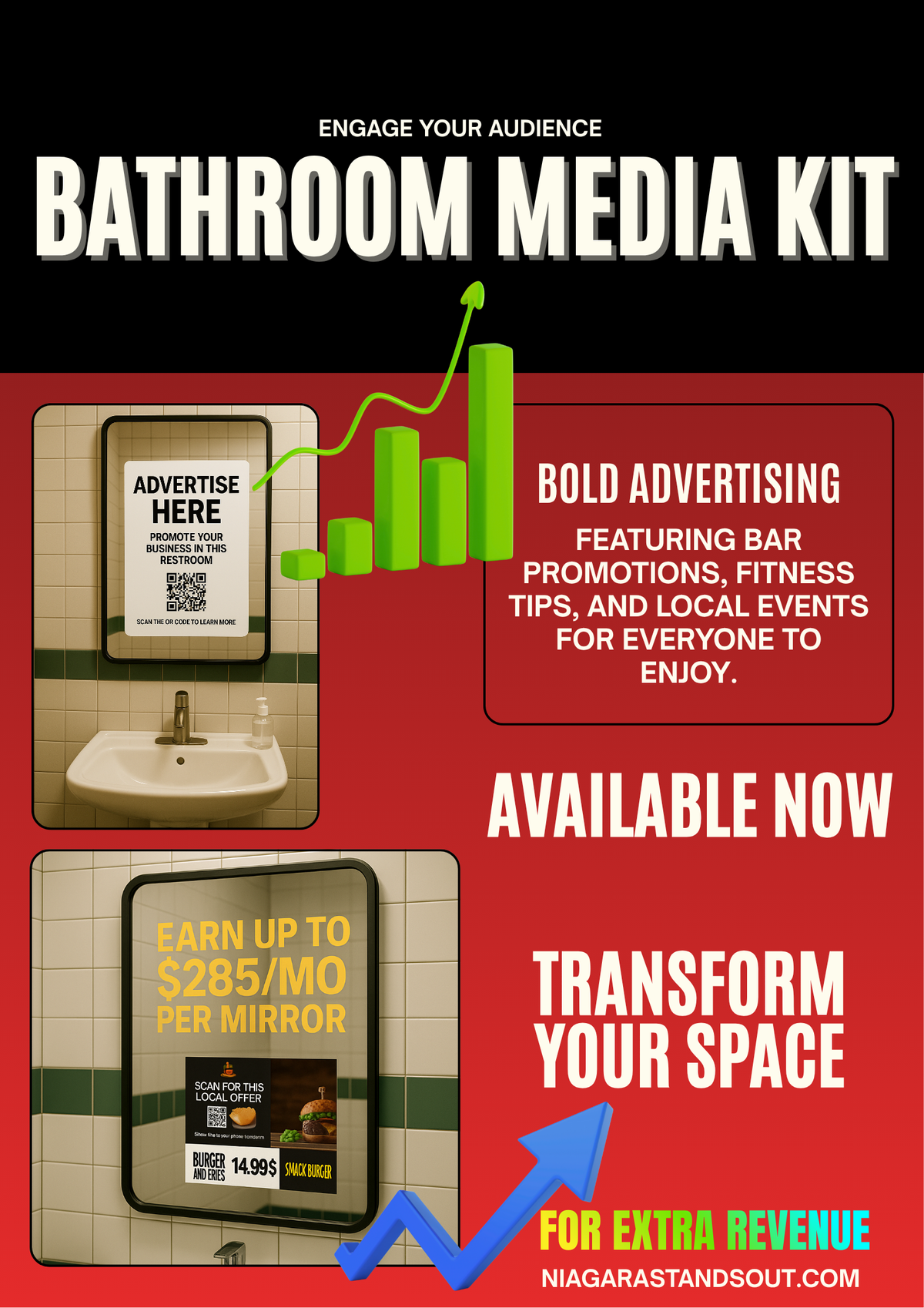 Bathroom Advertising Kits — Mirror & Door Ads | Ontario