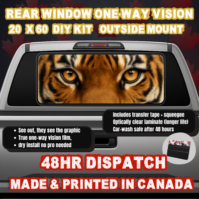 Tiger — Patriot Eyes Strip Rear Window Decal (20×60 OWV, Outside Mount)