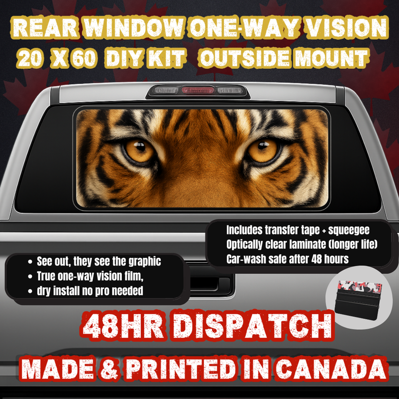 Tiger — Patriot Eyes Strip Rear Window Decal (20×60 OWV, Outside Mount)