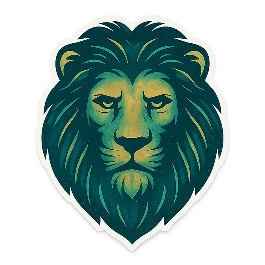 Teal and Gold Lion Sticker - Premium Vinyl Sticker