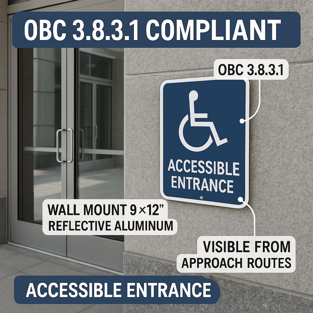 Accessible Entrance & Wayfinding (ISA) Signs - Ontario Building Code | Multiple Sizes & Mounting Options Niagara Stands Out