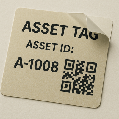 Durable Polyester Asset Tags — Barcode + QR (Printed) - Niagara Stands Out
