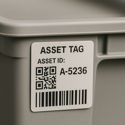 Durable Polyester Asset Tags — Barcode + QR (Printed) - Niagara Stands Out