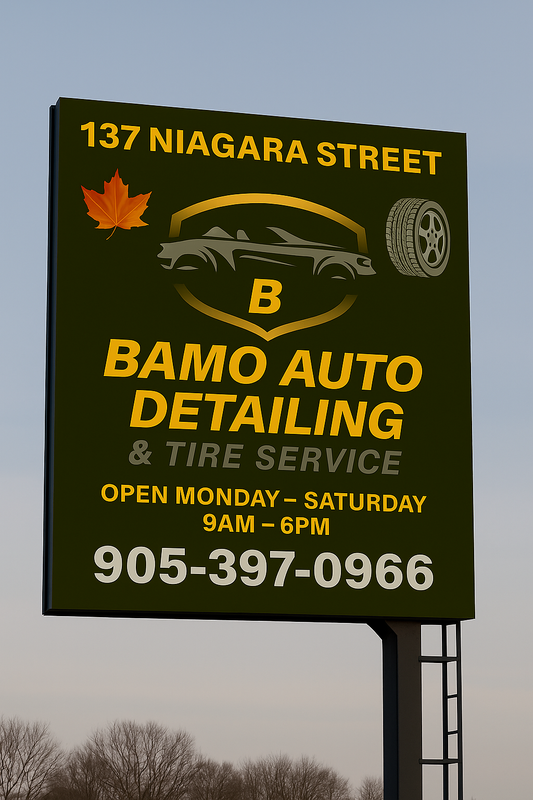 A vibrant rebranded signage package featuring bold graphics and clear text, showcasing the benefits of the Signage Intake Rebrand Packages, designed to enhance visibility and save time, with elements illustrating features and ROI calculations for effectiv