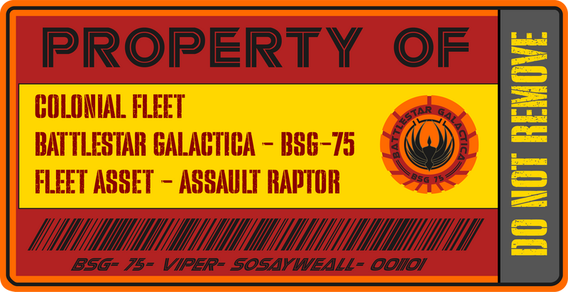 Colonial Fleet Property Tag – Sci‑Fi Starship Vinyl Decal (Battlestar‑style) Niagara Stands Out