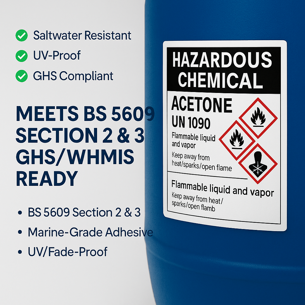 GHS Labels & BS 5609 Marine-Grade — Hazmat Compliance Canada - Niagara Stands Out