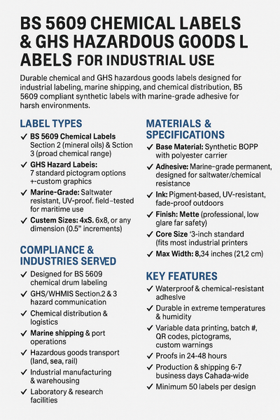GHS Labels & BS 5609 Marine-Grade — Hazmat Compliance Canada
