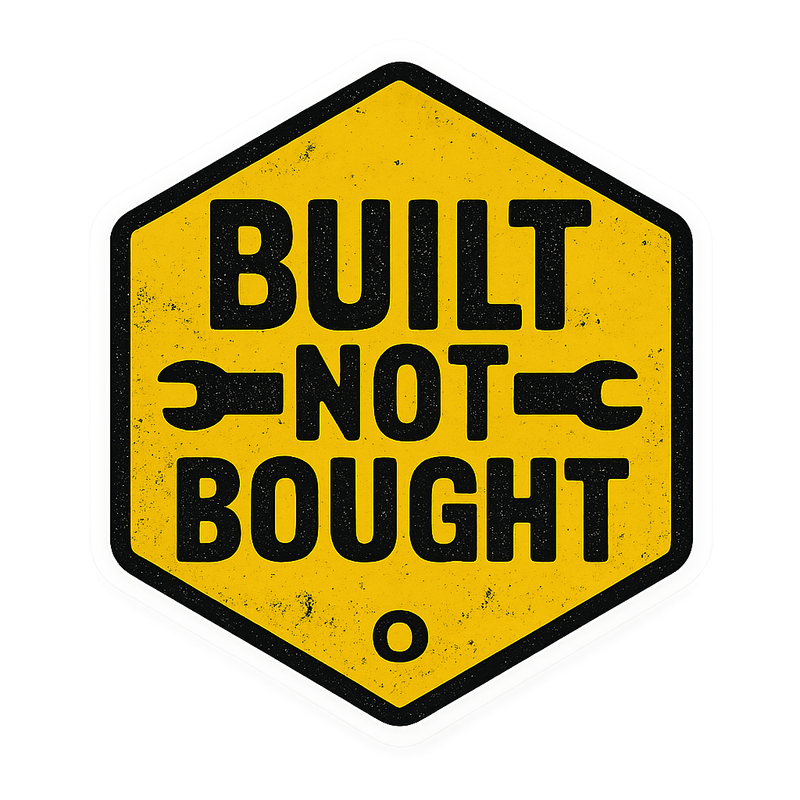 Distressed BUILT NOT BOUGHT Sticker Orajet vinyl sticker (3 in | 5 in | 7.5 in) preview 1